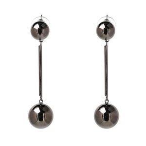 New fashion beads earrings. Long drop style, pewter color.